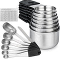 Smithcraft Magnetic Measuring Cups & Spoons Set 15, Stainless Steel Measuring Cups and Spoons Set, Heavy Duty Metal Measuring Cup & Spoon with Leveler & Measure Equivalents for Cooking & Baking
