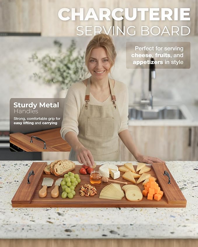 BLUEWEST Noodle Board Stove Cover, Acacia Wood Stove Top Board for Gas Burners and Electric Stove, Extra Thick Wooden RV Stovetop/Sink Cover - Tray for Kitchen Counter Space