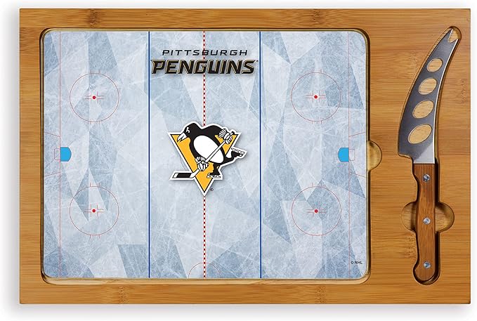PICNIC TIME NHL unisex-adult NHL Icon Glass Top Cutting Board & Knife Set