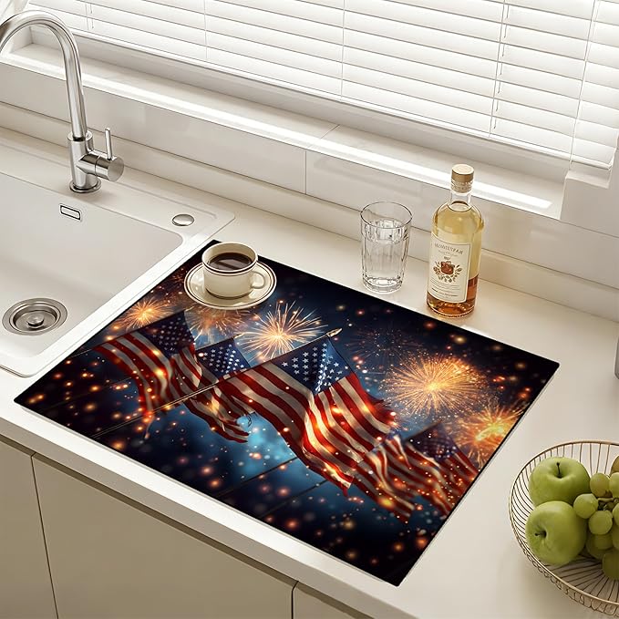 Stove Top Covers for Electric Stove: Independence Day Heat Resistant Protector Glass Stove Top Expands Counter Space, Stylish Kitchen Decor 28.5'' × 20.5''