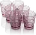 Santa Fe Plum Set of 6 Premium Acrylic DOF Glasses 16 oz – Unbreakable Drinkware with Textured Bubble Design, Dishwasher Safe Tumblers for Indoor & Outdoor Use