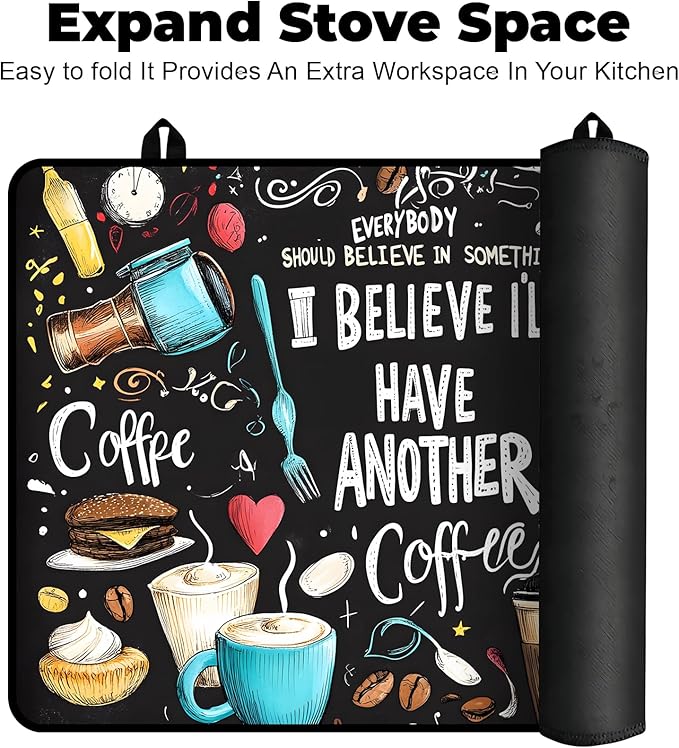 Heat-Resistant Glass Stove Top Cover with Anti-Slip Rubber Coating – 28.5x20.5 Inch Electric Stove Protector, Scratch-Resistant, Expands Counter Space, Stylish Kitchen Decor