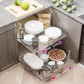 Pull Out Cabinet Organizer, Expandable(14.9"~25.9") Cabinet Drawers Slide Out, Adjustable Width Roll 0ut Shelf Cabinet Organizer for Kitchen Base Cabinet Organization (Large, 1Pack)