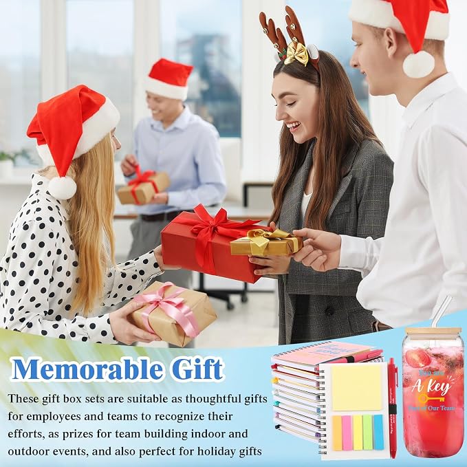 Skylety 12 Set Teachers Appreciation Gifts Bulk Thank You Tumblers with Lid Inspirational Spiral Notebooks Sticky Note Pens for Back to School Female Staff Coworker
