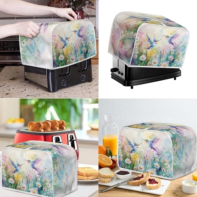 Hummingbird Toaster and Blender Cover Set Bread Maker Cover Flower Washable Coffee Maker Appliance Covers Kitchen Accessories