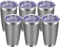 VEGOND 20oz Tumbler with Lid and Straw Stainless Steel Tumbler Cup Bulk Vacuum Insulated Double Wall Travel Coffee Mug Powder Coated Coffee Cup, Grey, 6 Pack