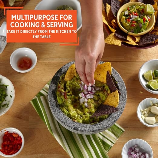 IMUSA USA Super Heavy Traditional Granite Molcajete Spice Grinder, 8-Inch, Gray, 8