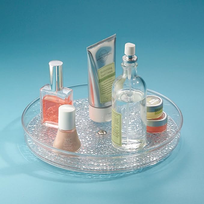 iDesign The Rain Collection Lazy Susan Turntable Organizer, 9" x 9" x 1.5", Clear