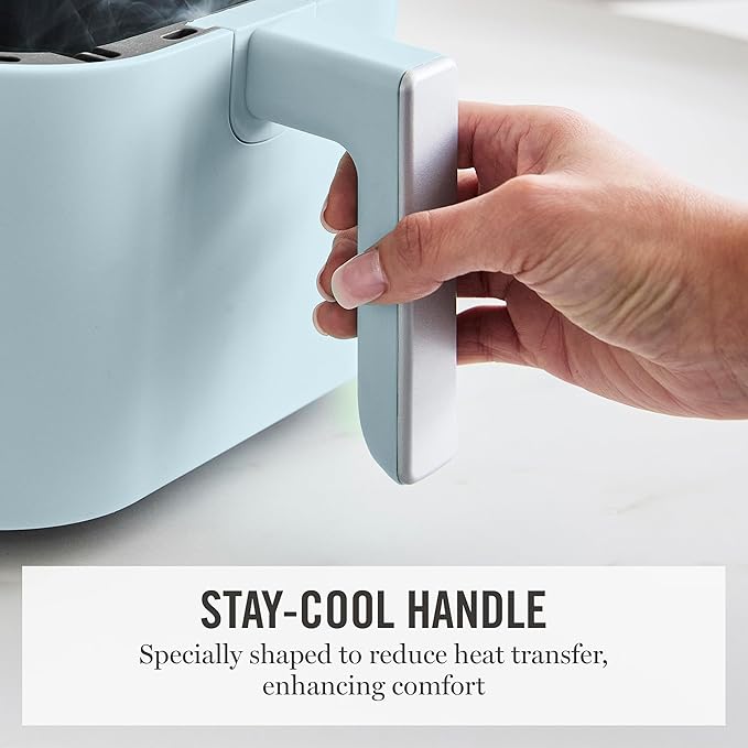 Martha Stewart 6QT Air Fryer, 6-in-1, Bake, Broil, Roast, Air Fry, Dehydrate, Reheat, Ceramic Non-Stick Basket, Crispy Results Fast, 400°F Max Temp, Shake Reminder, Auto Shut-Off, Sky Blue