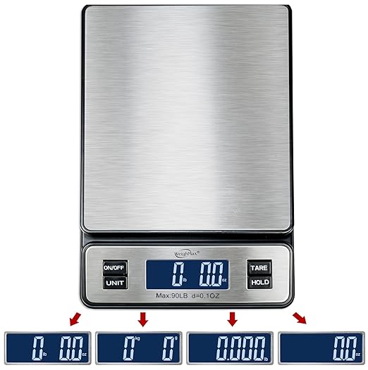 Weighmax W-2809 90 LB X 0.1 OZ Durable Stainless Steel Digital Postal Scale,Shipping Scale with AC Adapter, (Pack of 10)