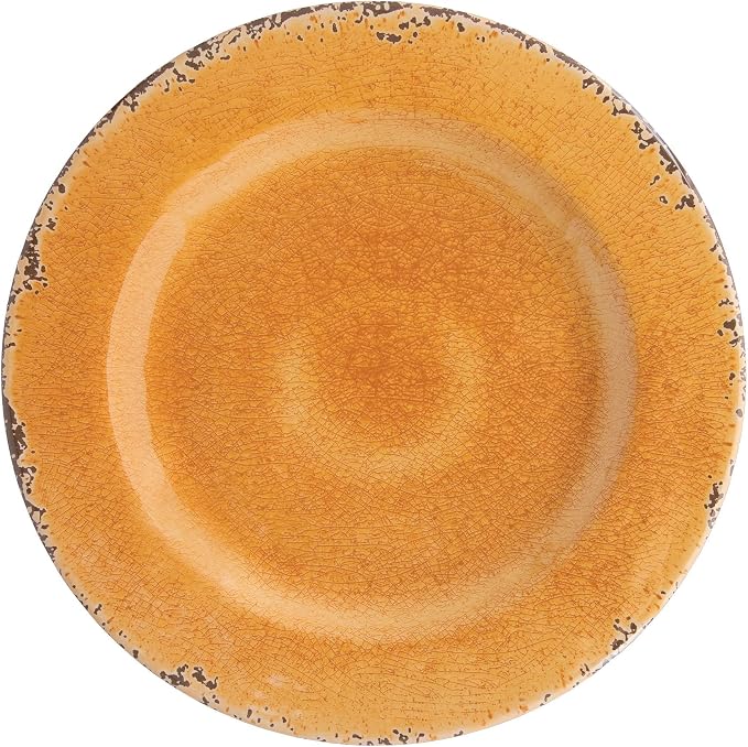 UPware 12 Piece Crackle Melamine Dinnerware Sets, Outdoor Dishes Set, Plates and Bowls Sets, Service for 4, Orange