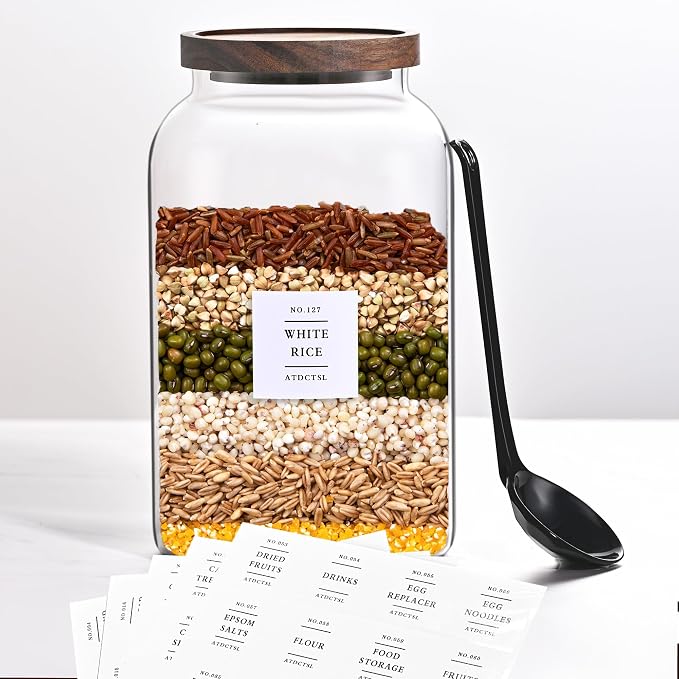 2 PCS Large Glass Jar with Airtight Lid, Glass Food Storage Jars for Tea,Spice,Cereal, Egg,Flour,Coffee and More(70 FL OZ/2000 ml) (94oz*1)