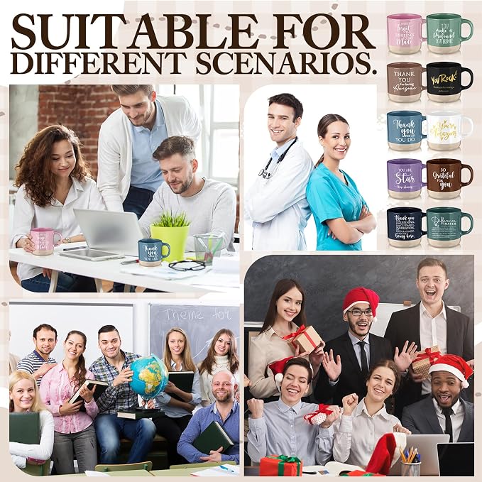 Didaey 20 Pcs Thank You Mugs Bulk Appreciation Gifts for Employee Coworkers Staff Teachers Motivational Ceramic Coffee Mugs Thank You Farewell Going Away Gifts for Coworkers(Bright)