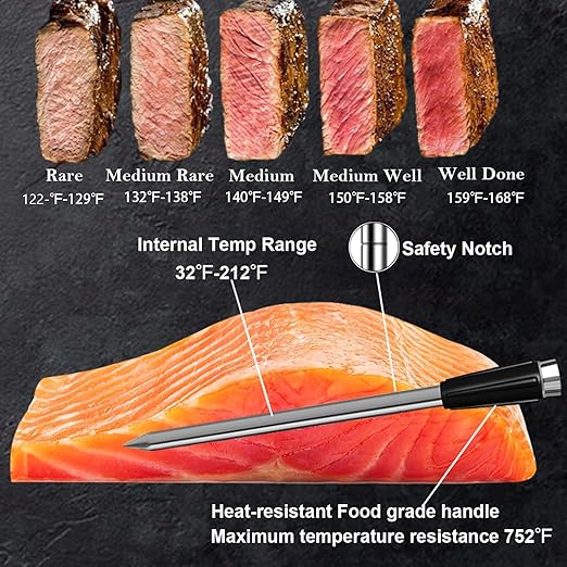Wireless Meat Thermometer Digital for Cooking and Grilling - 2 Ultra-Thin Probe, 800FT Long Range Bluetooth Smart Meat Thermometer, Food Thermometer for BBQ, Oven Safe, Kitchen, Rotisserie,Smoker