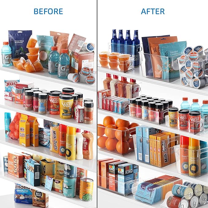 StorageBud Pantry Organization And Storage - Refrigerator Organizer Bins - Stackable Clear Fridge & Freezer Organizer - Great For Pantry, Storage, Fridge, Freezer