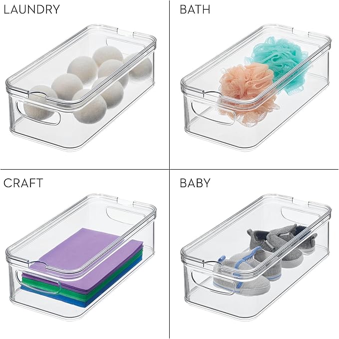 iDesign Stackable Fridge Organizer Bins with Lids for Fresh Produce - Set of 6 - Clear