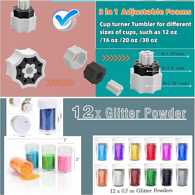 LFSUM 4 Arm Cup Turner for Crafts Tumbler,Multi Tumbler Spinner Machine Kit,Tumbler Turner DIY Glitter Epoxy Resin Tumblers (4X-Cup-Blue)