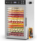 Suteck Food Dehydrator with 16 Stainless Steel Trays, 800W Dehydrator Machine with Dual Fans & 360° Airflow, Digital Temp & Time Control with 4 Presets, Quiet Food Dryer for Jerky, Fruit, Flower, Meat