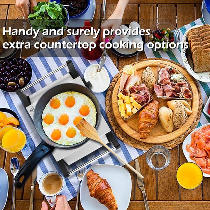 Hot Plate, Techwood Single Burner for Cooking, 1500W Countertop Electric Stove with Adjustable Temperature & Stay Cool Handles, 7.3" Cooktop for RV/Home, Upgraded Version Silver