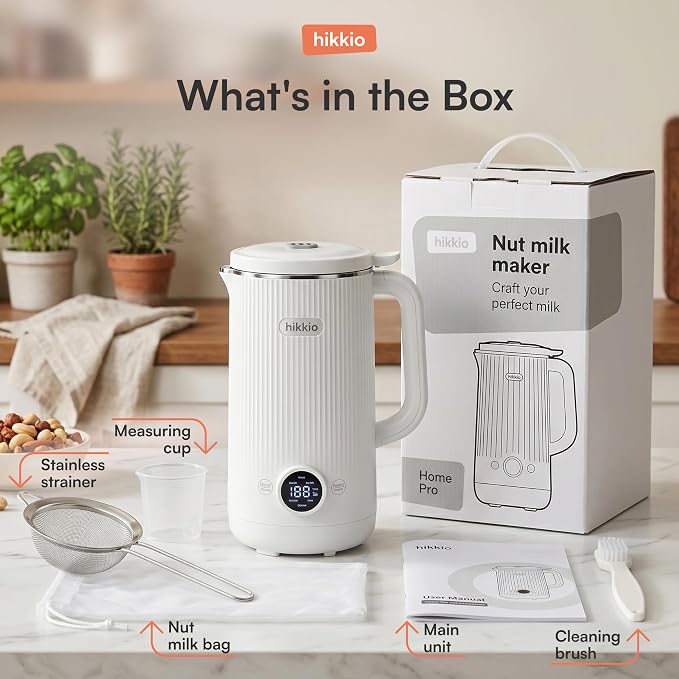 8-in-1 Nut Milk Maker Machine – Homemade Soy, Almond, Oat & Coconut Plant-Based Milk Maker – Delay Start, Keep Warm, Self-Cleaning – 20 oz