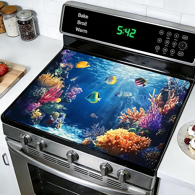 Stove Top Covers for Electric Stove: Heat Resistant Protector Glass Stove Top Expands Counter Space, Stylish Kitchen Decor (CH2064)