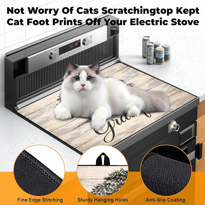 Stove Top Cover- Mat for Electric Stove Protector with Anti-Slip Rubber Coating Dish Drying Mats Scratch-Resistant (Big Tree, 30" x 21")