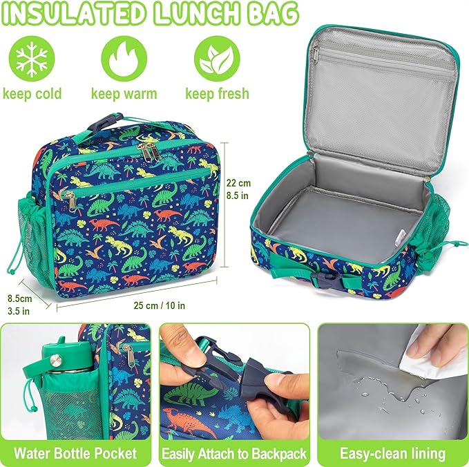 Fimibuke Bento Lunch Box for Kids, 3-Compartment 32OZ Snack Lunch Container, Lunch Bag, 12OZ Insulated Food Jar & Ice Pack Set for Age 3-12 School Daycare Toddler Teen Girls Boys, Gamepad