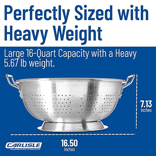 Carlisle FoodService Products 60277 Dura-Ware Heavy Weight Commercial Colander, 16 Quart (Pack of 6)