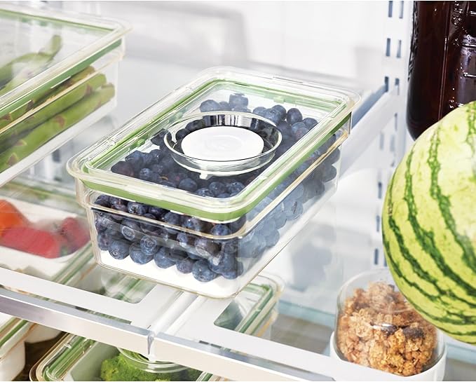 iDesign Medium Short Produce Storage Bin with Insert Tray, The Fresh Collection – 5" L x 8.1” W x 3” H, Clear Bin