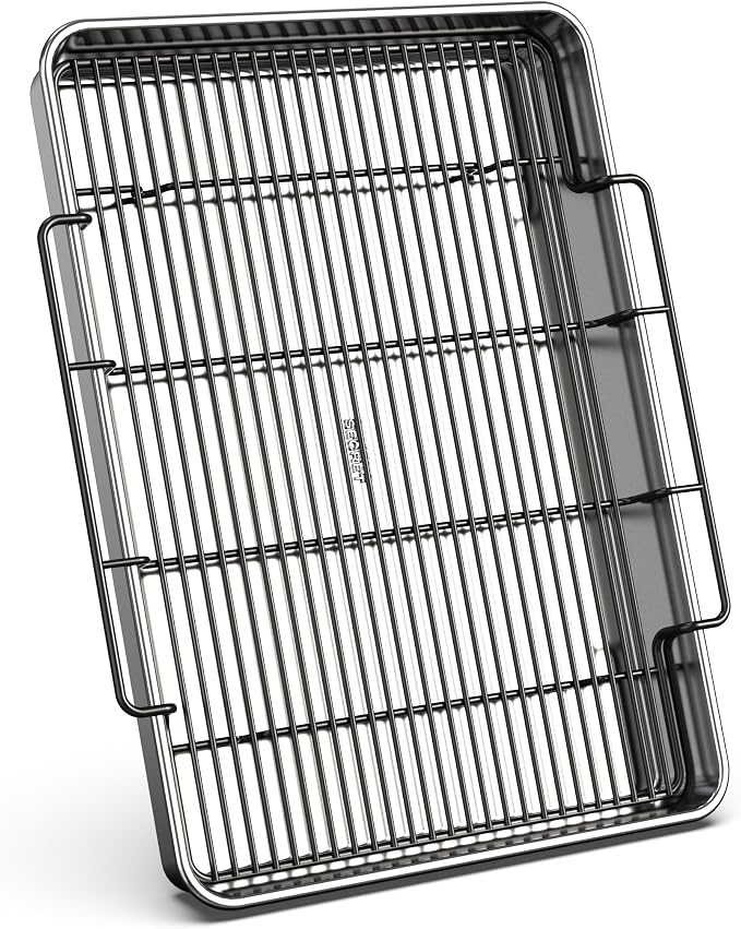 Baker's Secret Non-Toxic Large Roasting Pan 18" with Rack, Roaster 100% Recycled Aluminum, Turkey Roasting Pan, Vegetables, Poultry - The Natural Aluminum Collection PFOA, PFOS, and PTFE free