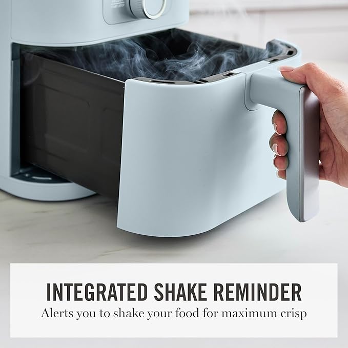 Martha Stewart 6QT Air Fryer, 6-in-1, Bake, Broil, Roast, Air Fry, Dehydrate, Reheat, Ceramic Non-Stick Basket, Crispy Results Fast, 400°F Max Temp, Shake Reminder, Auto Shut-Off, Sky Blue