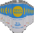 Funky Junque Bachelorette Party Favors Slim Can Cooler, Funny Bridesmaid & Bride Gifts for Girls Trip, Bridal Shower Decorations & Accessories, 12 oz Skinny Can Covers - Tipsy by Noon - 12 Pack