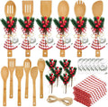 6 Set Christmas Gifts Kitchen Utensils Set with Holder Spatulas Bamboo Spoons Tag for Christmas Holiday Gift Kitchen Utensils Party Decoration