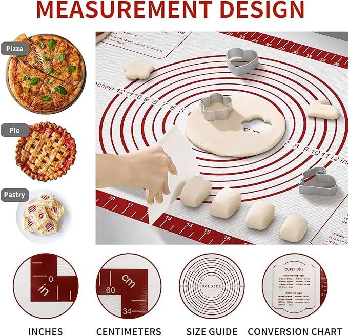 2 Pack Reusable Large Thick Heavy Duty Teflon Oven Mat + Non Stick Pastry Mat for Rolling Dough