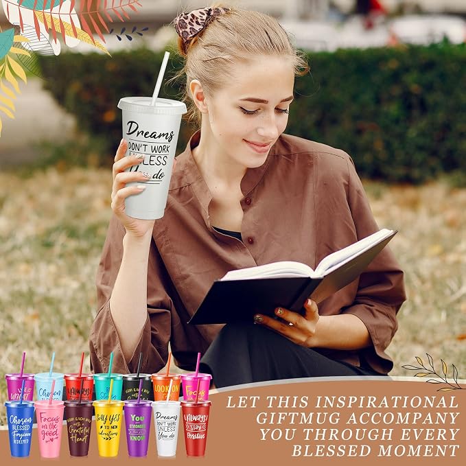 Uiifan 100 Pcs Inspirational Cups Bulk Appreciation Gifts for Employee Coworker Staff Team Thank You Gifts, Office Prizes for Adults Work Party Favors, Associates, Giveaways (Multicolor)