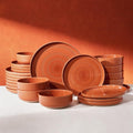 24-Piece Stoneware Dinnerware Sets for 8 - Farmhouse Coupe Plates and Bowls with Speckles & Spirals - Chip & Scratch Resistant, Microwave & Dishwasher Safe - Gift Box, Terracotta