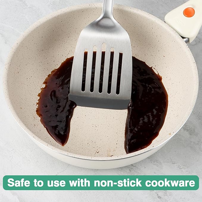 Silicone Slotted Turner Fish Spatulas for Nonstick Cookware, and Silicone Pastry Brush for Baking Barbecue, Comfortable Grip, Dishwasher Safe