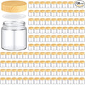 Norme 120 Pcs 4oz Glass Jars with Lids, Empty Glass Containers with Woodgrain Lids & Inner Liners, Reusable for Storing Creams Lotions Cosmetic Powder Ointments