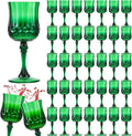 Pinkunn 50 Pcs 7 oz Plastic Vintage Wine Glasses Reusable Colored Goblets Patterned Drinking Water Glasses Cup Dishwasher Safe for Mother's Day Wedding Reception Party Supplies (Green)