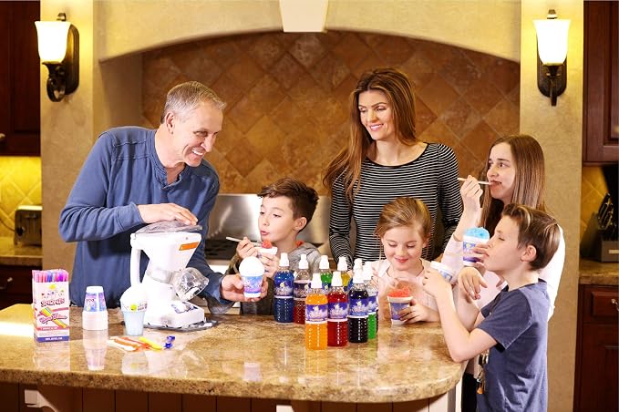 SNOWIE - Little Snowie Max Snow Cone Machine - Premium Shaved Ice Maker, With Powder Sticks Syrup Mix, Premium Kit, White