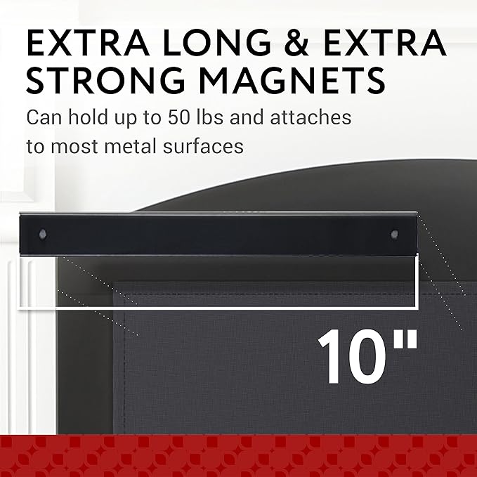 Impresa Extra-Long Adhesive Magnets for Kitchen Appliances - 10-Inch Magnetic Strips - Heat-Resistant Ferrite Magnets for Fireplace Draft Blockers, Brick Surfaces & Floating Spice Racks
