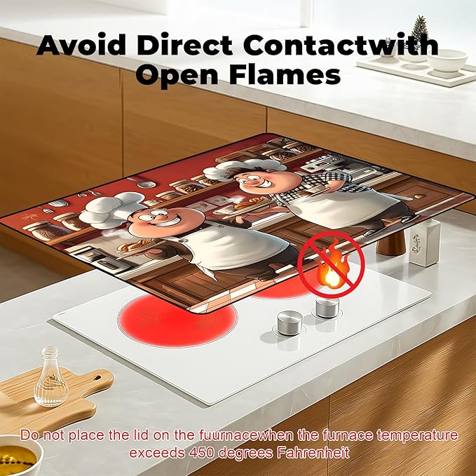 Heat-Resistant Glass Stove Top Cover with Anti-Slip Rubber Coating – Electric Stove Protector, Scratch-Resistant, Expands Counter Space, Stylish Kitchen Decor (Cooks)