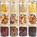 SHOWIN 17oz Glass Food Storage Jars, Glass Jars with Bamboo Lids, Kitchen Storage Jars, Set of 12, Canisters with Airtight Lids for Spice, Coffee, Cookie, Pantry Organizers