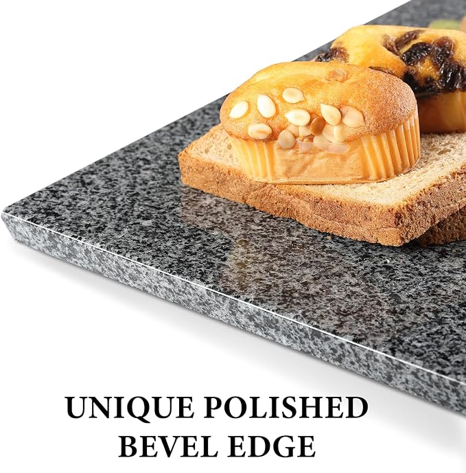 Koville Natural Granite Cutting Board for Kitchen, 16x12inch Large Hand Crafted Stone Slab for Cheese, Charcuterie, Pastry Board - Wedding Gift, House Warming Gift