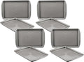 Circulon Bakeware Nonstick Cookie Pan Set (9" x 13" & 10" x 15"), Cookie Sheets for Baking, 2-Piece, Gray (Pack of 4)