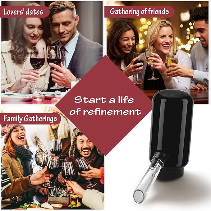BLUBYEES Electric Wine Aerator Pourer,Portable One-Button Wine Dispenser Machine and Wine Decanter Multi-Smart Automatic Filter Wine Pourer for Red Wine,Best Wine Gifts for Women and Wine Lovers
