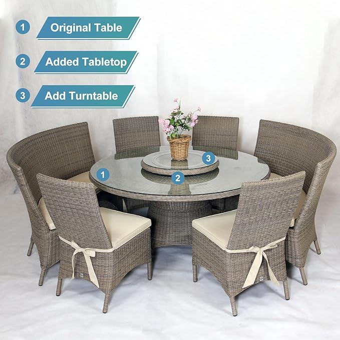 MECCANIXITY Aluminum Lazy Susan 14 Inch Turntable Ring Large Bearing Metal Rotating Turntable Bearings Swivel Plate Hardware for Round Dining-Table Showcase Display Stand Services Silver