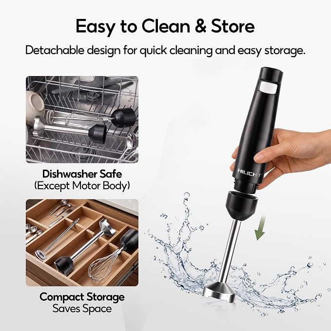 Cordless Immersion Blender, 3-in-1 Hand Blender with Charger | Blend Anywhere: Wall Charger, Brushless Motor, Whisk & Frother, 60+ Bowls, Smoothies, Soup, Baby Food