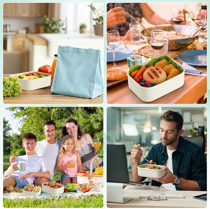 Blushtier 2 Sets of 6 Silicone Food Storage Containers, Reusable Lunch Bento Box with Lid, Hard Shell Storage Containers, Microwave Dishwasher Freezer Safe, 10 oz, 23.6 oz, 44 Ounce(Bone White)