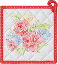 Maison d' Hermine Pot Holders 100% Cotton Heat Resistant Potholders 8" x 8" Hot Pads with Loop BBQ Cooking Baking Gifts for Mothers Day Handling Hot Pans Spring/Summer (Pack of 1, Vintage Floral)